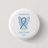 Spay/Neuter Pets Awareness Angel Ribbon Art Button (Vorderseite)