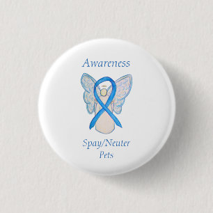 Spay/Neuter Pets Awareness Angel Ribbon Art Button