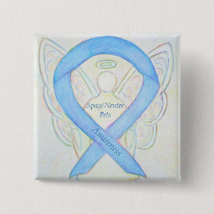 Spay/Neuter Pets Awareness Angel Ribbon Art Button