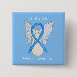 Spay/Neuter Pets Awareness Angel Ribbon Art Button