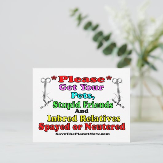 Spay oder Neuter Postkarte (Stehend Vorderseite)