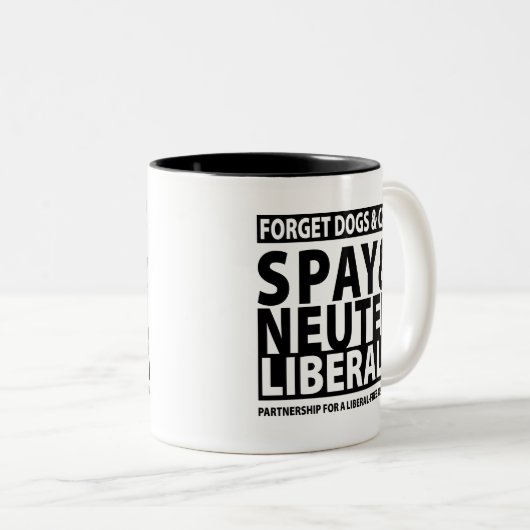 Spay u. neutralisieren Sie Liberale Zweifarbige Tasse (VorderseiteRechts)