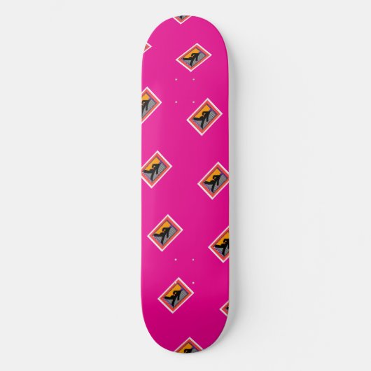 Spazierdame in Schwarz Rosa Skateboard (Vorderseite)