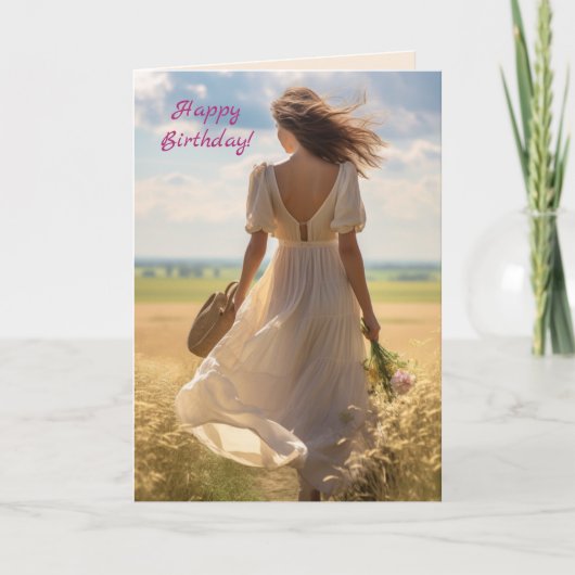 SPAZIEREN IN DER FELDAUGHTER-GEBURTSKARTE DANKESKARTE (Vorderseite)