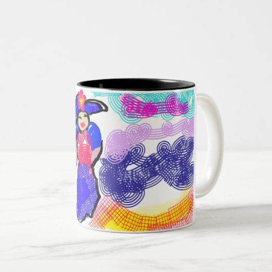 Spazieren Sie am Strand im Sommer Zweifarbige Tasse (VorderseiteRechts)