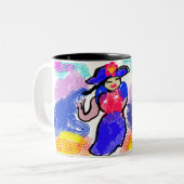 Spazieren Sie am Strand im Sommer Zweifarbige Tasse (Vorderseite Links)