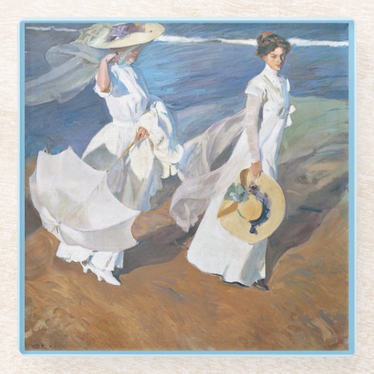 Spazieren Sie entlang der Küste, Joaquín Sorolla Glasuntersetzer (Vorderseite)