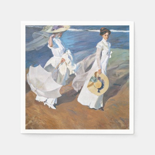 Spazieren Sie entlang der Küste, Joaquín Sorolla Serviette (Vorderseite)