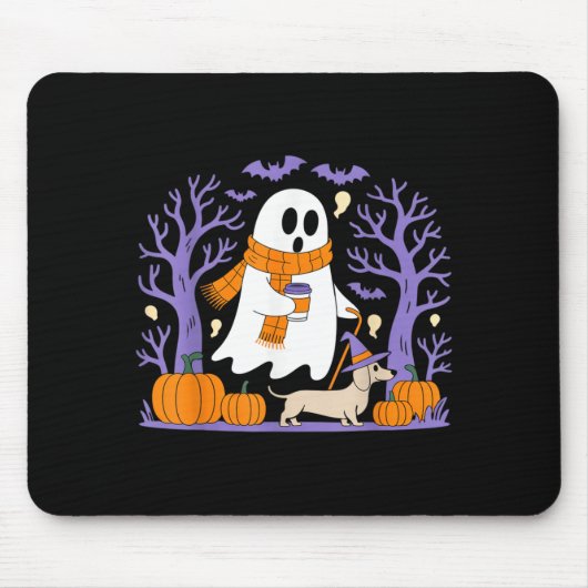 Spazierender Geist-Dackel Lustige Gruselsaison Mousepad (Vorne)