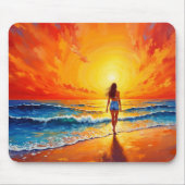 Spazierender Meeresstrand Warmlaufen Sonnenunterga Mousepad (Vorne)
