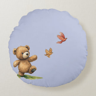 Spazierender Teddy Rundes Kissen