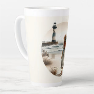 Spaziergang am Leuchtturm am Meer Milchtasse