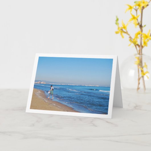 Spaziergang am Strand Malvarossa, Valencia, Spanie Karte (Gelbe Blume)