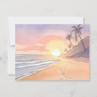 Spaziergang am Strand | Ozean Aquarell Postkarte