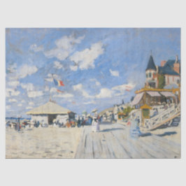 Spaziergang am Strand von Trouville by Monet Seidenpapier