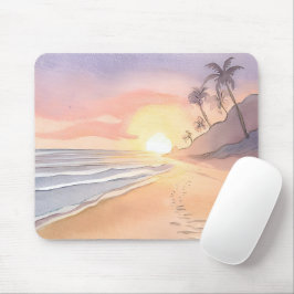 Spaziergang am Strand | Wasserfarbe Mousepad