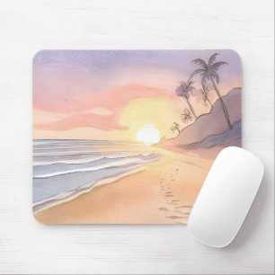 Spaziergang am Strand   Wasserfarbe Mousepad