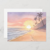 Spaziergang am Strand | Wasserfarbe Postkarte (Vorne/Hinten)