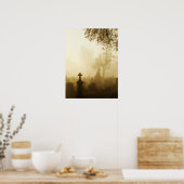 Spaziergang durch den foggy Friedhof Poster (Küche)