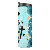 Spaziergang durch den Glauben Aquamarine Flora Thermosbecher (Nach rechts gedreht)