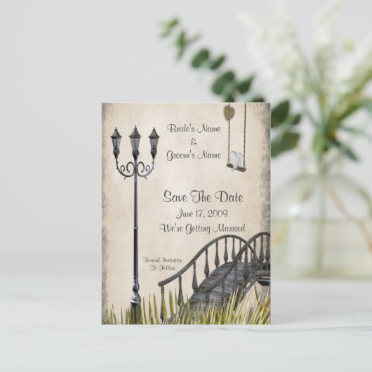 Spaziergang durch den Park Save the Date Card Ankündigungspostkarte (Stehend Vorderseite)