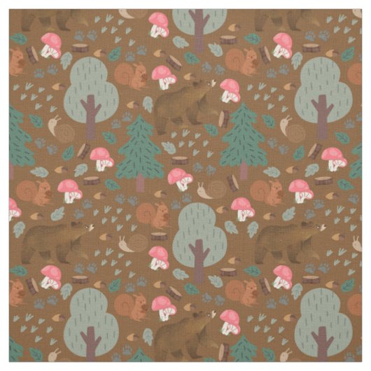 Spaziergang durch den Wald auf Brown Stoff (Muster)