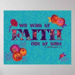 Spaziergang durch Faith boho chic florale Bibelkun Poster
