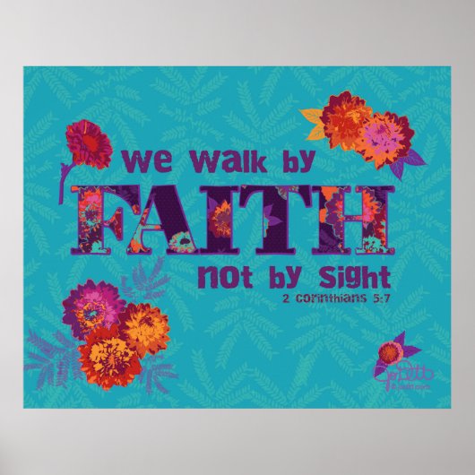 Spaziergang durch Faith boho chic florale Bibelkun Poster (Vorne)