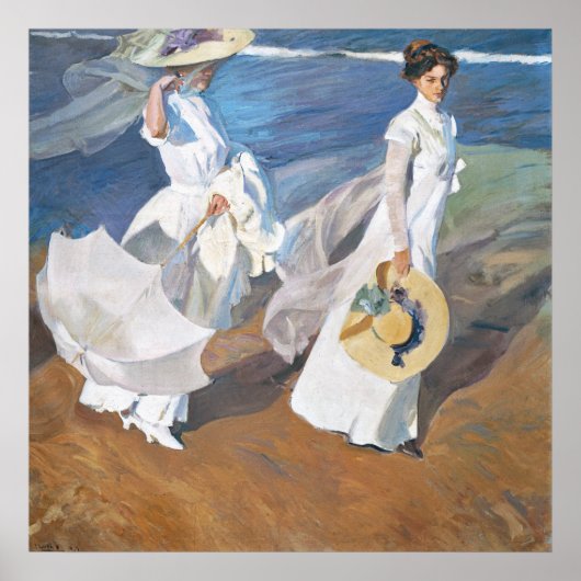Spaziergang entlang der Küste, Joaquín Sorolla Poster (Vorne)
