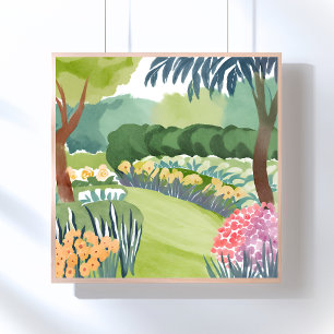 Spaziergang im Blumengarten   Florale Natur Aquare Poster