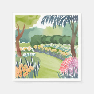 Spaziergang im Blumengarten Florale Natur Aquare Serviette