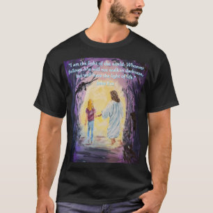 Spaziergang im Dunklen Ich und Jesus Jn 8:12 T - S T-Shirt