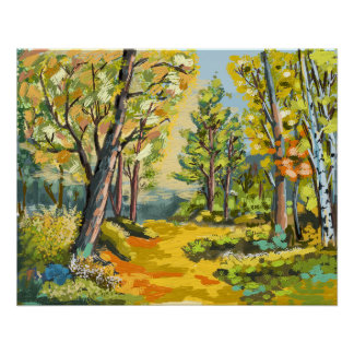 Spaziergang im Herbstunterholz. Poster