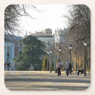Spaziergang im Park von Retiro, Madrid, Rechteckiger Pappuntersetzer