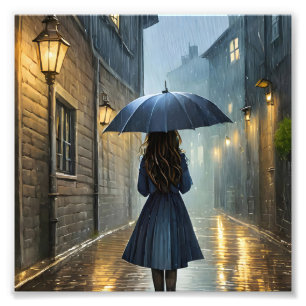 Spaziergang im Regen Fotodruck