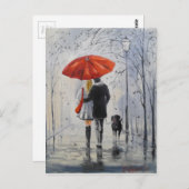 Spaziergang im Regen Postkarte (Vorne/Hinten)