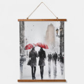 Spaziergang im Regenwasser Wandteppich Mit Holzrahmen (Vorderseite)