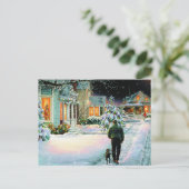 Spaziergang im Schnee Postkarte (Stehend Vorderseite)