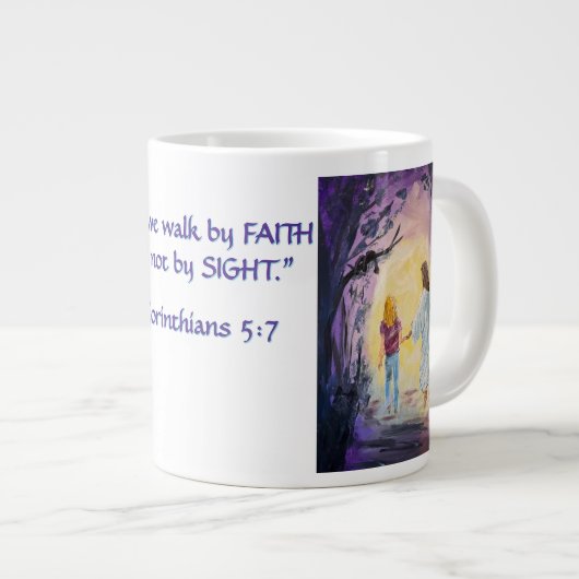 Spaziergang in der Dunkelheit mit FAITH 2 Korinthi Jumbo-Tasse (Vorderseite Rechts)