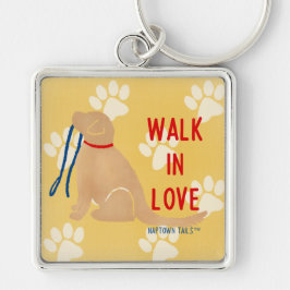 Spaziergang in der Liebe Golden Retriever Dog Gelb Schlüsselanhänger