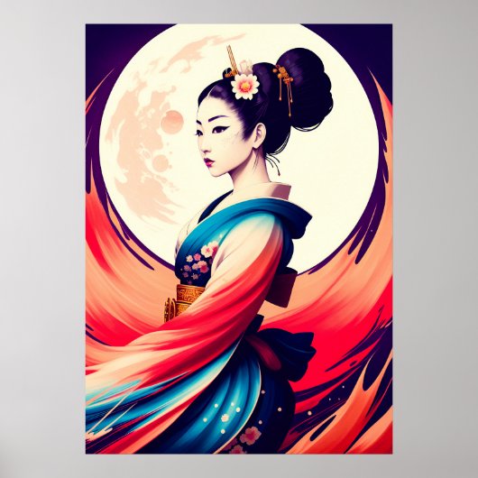 Spaziergang in der Mondlicht Japanisch Geisha Poster (Vorne)