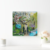 Spaziergang mit Christusuhr mit Zahlen Quadratische Wanduhr (Zuhause)