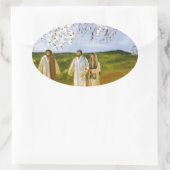 Spaziergang mit Jesus Ovaler Aufkleber (Tasche)