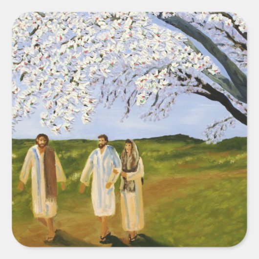 Spaziergang mit Jesus Quadratischer Aufkleber (Vorderseite)