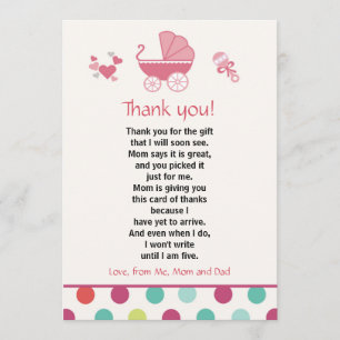 Spaziergänger danken Ihnen, Baby-Dusche zu Dankeskarte