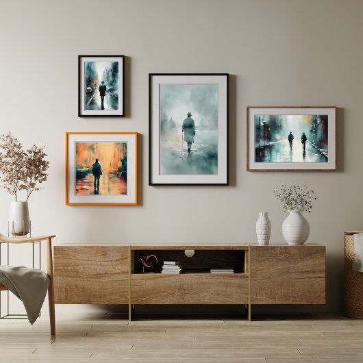 Spaziergänger im Nebel Poster