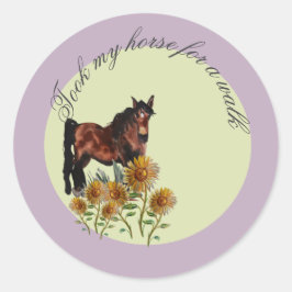 spazierte auf meinem Pferd Runder Aufkleber
