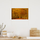 Spazierweg durch den Wald in Herbstposter Poster (Küche)