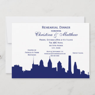 Spc Philadelphia Navy Skyline Silhouette Einladung