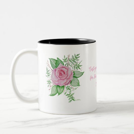Speak Jesus PInk Rose Zweifarbige Tasse (Links)